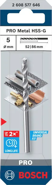 PRO Metal HSS-G spiralna burgija, 5×52×86 mm 2608577646