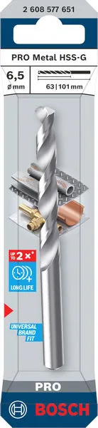 PRO Metal HSS-G spiralna burgija, 6,5×63×101 mm 2608577651
