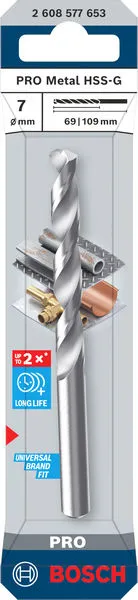 PRO Metal HSS-G spiralna burgija, 7×69×109 mm 2608577653