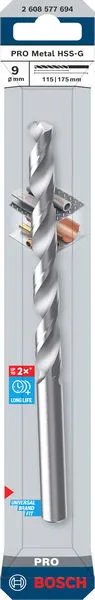 PRO Metal HSS-G spiralna burgija, 9×115×175 mm 2608577694