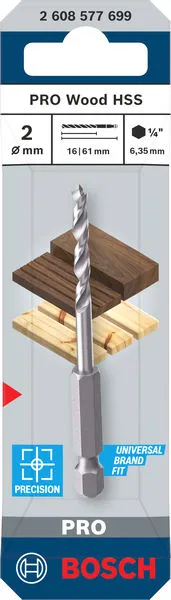 PRO Wood HSS spiralna burgija, 2×16×61 mm 2608577699