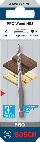 PRO Wood HSS spiralna burgija, 4×35×87 mm 2608577701
