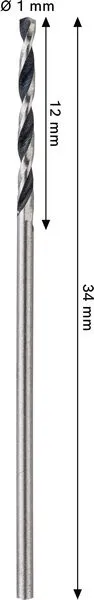 Metal HSS spiralna burgija, 1×12×34 mm, CYL prihvat, 2 kom. 2608577830