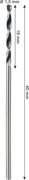Metal HSS spiralna burgija, 1,5×18×40 mm, CYL prihvat, 2 kom. 2608577831