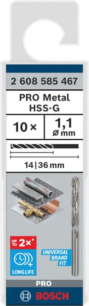 PRO Metal HSS-G burgija za metal 1,1×14×36 mm, 10 kom 2608585467