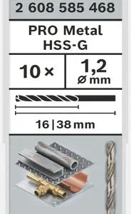 PRO Metal HSS-G burgija za metal 1,2×16×38 mm, 10 kom 2608585468
