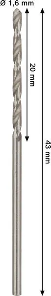 PRO Metal HSS-G burgija za metal 1,6×20×43 mm, 10 kom 2608585471