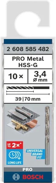 PRO Metal HSS-G burgija za metal 3,4×39×70 mm, 10 kom 2608585482