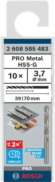 PRO Metal HSS-G burgija za metal 3,7×39×70 mm, 10 kom 2608585483