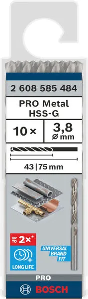 PRO Metal HSS-G burgija za metal 3,8×43×75 mm, 10 kom 2608585484
