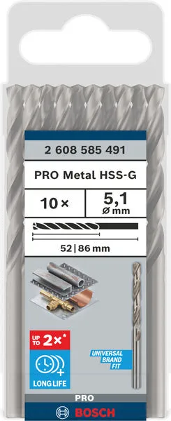 PRO Metal HSS-G burgija za metal 5,1×52×86 mm, 10 kom 2608585491