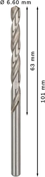 PRO Metal HSS-G spiralna burgija standardne dužine, 6,6×63×101 mm, 10 kom. 2608585499