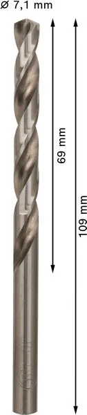PRO Metal HSS-G spiralna burgija standardne dužine, 7,1×69×109 mm, 10 kom. 2608585501
