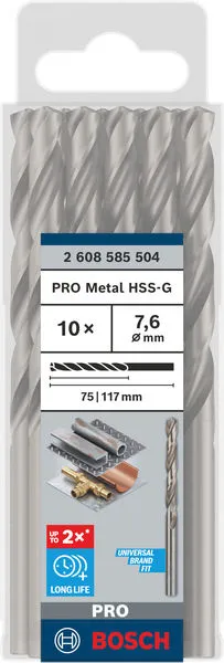 PRO Metal HSS-G burgija za metal 7,6×75×117 mm, 10 kom 2608585504