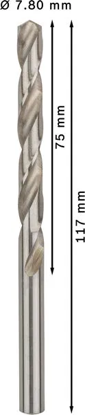 PRO Metal HSS-G spiralna burgija standardne dužine, 7,8×75×117 mm, 10 kom. 2608585506