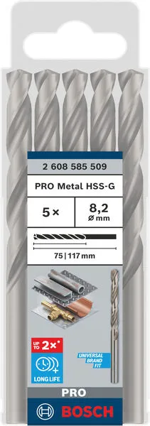 PRO Metal HSS-G burgija za metal 8,2×75×117 mm, 5 kom 2608585509
