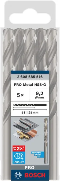 PRO Metal HSS-G spiralna burgija standardne dužine, 9,2×81×125 mm, 5 kom. 2608585516
