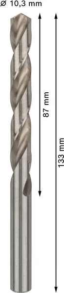 PRO Metal HSS-G spiralna burgija standardne dužine, 10,3×87×133 mm, 5 kom. 2608585524