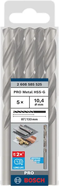 PRO Metal HSS-G burgija za metal 10,4×87×133 mm, 5 kom 2608585525