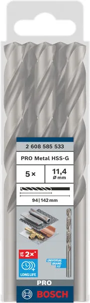 PRO Metal HSS-G burgija za metal 11,4×94×142 mm, 5 kom 2608585533
