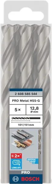 PRO Metal HSS-G spiralna burgija standardne dužine, 12,8×101×151 mm, 5 kom. 2608585544