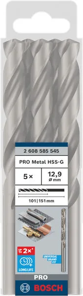 PRO Metal HSS-G spiralna burgija standardne dužine, 12,9×101×151 mm, 50 kom. 2608585545
