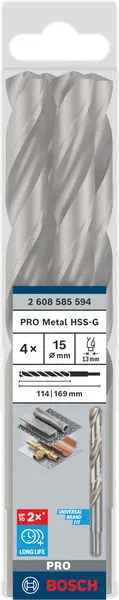 PRO Metal HSS-G burgija za metal 15×114×169 mm, 4 kom 2608585594