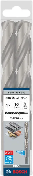 PRO Metal HSS-G burgija za metal 16×120×178 mm, 4 kom 2608585595