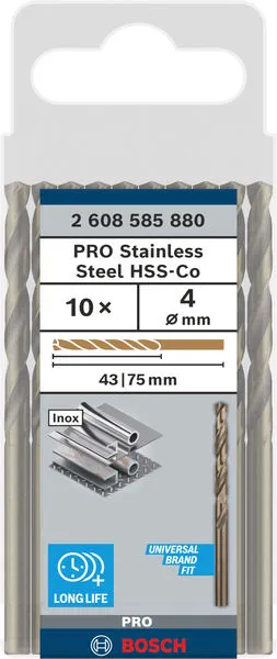 PRO Stainless Steel HSS-Co burgija za metal 4×43×75 mm, 10 kom 2608585880