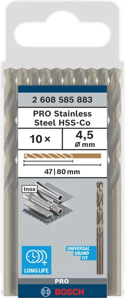 PRO Stainless Steel HSS-Co burgija za metal 4,5×47×80 mm, 10 kom 2608585883