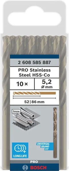 PRO Stainless Steel HSS-Co burgija za metal 5,2×52×86 mm, 10 kom 2608585887
