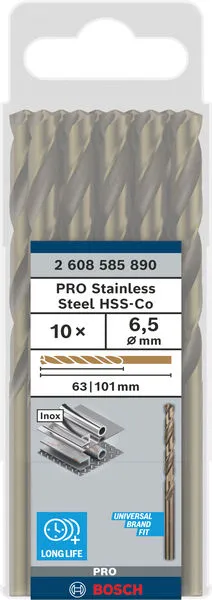 PRO Stainless Steel HSS-Co burgija za metal 6,5×63×101 mm, 10 kom 2608585890