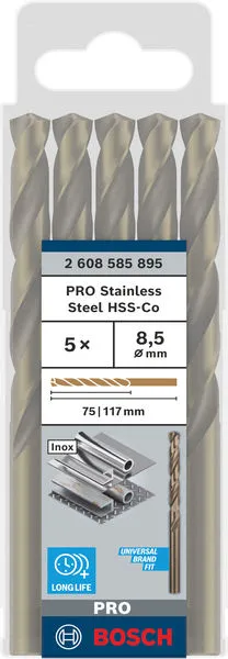 PRO Stainless Steel HSS-Co burgija za metal 8,5×75×117 mm, 5 kom 2608585895
