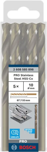 PRO Stainless Steel HSS-Co burgija za metal 10×87×133 mm, 5 kom 2608585898