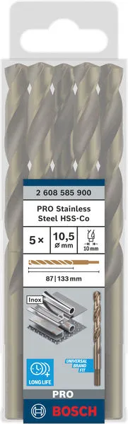 PRO Stainless Steel HSS-Co burgija za metal 10,5×87×133 mm, 5 kom 2608585900