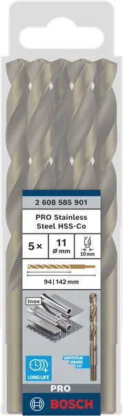 PRO Stainless Steel HSS-Co burgija za metal 11×94×142 mm, 5 kom 2608585901