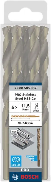 PRO Stainless Steel HSS-Co burgija za metal 11,5×94×142 mm, 5 kom 2608585902