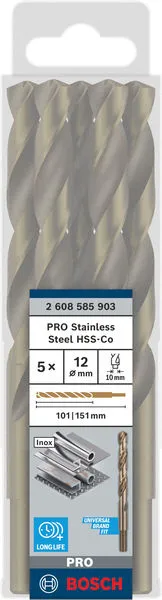 PRO Stainless Steel HSS-Co burgija za metal 12×101×151 mm, 5 kom 2608585903