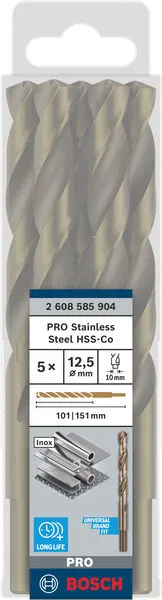 PRO Stainless Steel HSS-Co burgija za metal 12,5×101×151 mm, 5 kom 2608585904