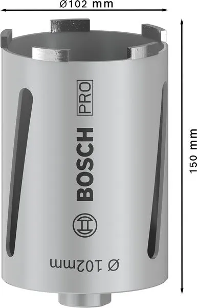 PRO Dijamantska kruna za suvo bušenje betona 102×150 mm, G 1/2 inča 2608587327