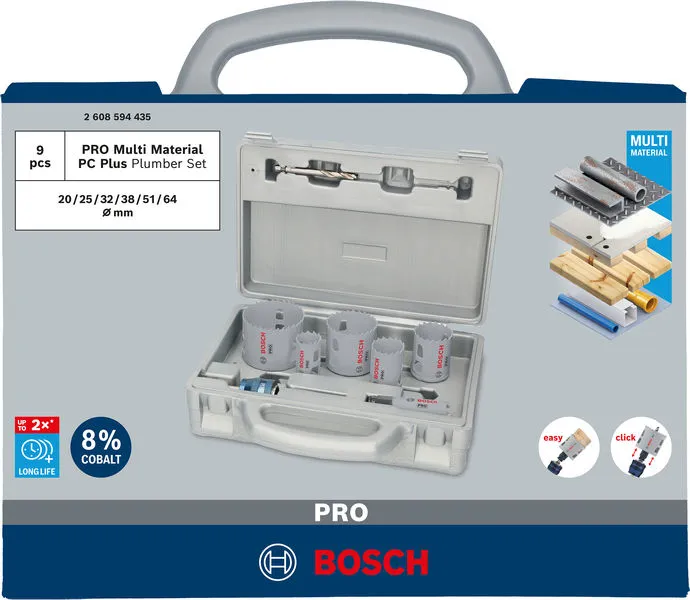 Set PRO Multi Material PC Plus testera za otvore, 9 kom. 2608594435