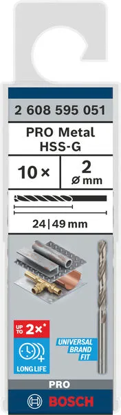 PRO Metal HSS-G burgija za metal 2×24×49 mm, 10 kom 2608595051