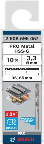 PRO Metal HSS-G burgija za metal 3,3×36×65 mm, 10 kom 2608595057