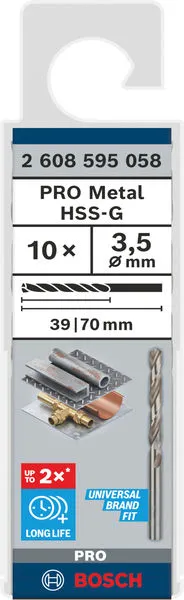 PRO Metal HSS-G burgija za metal 3,5×39×70 mm, 10 kom 2608595058