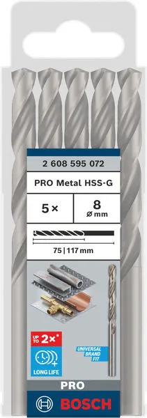 PRO Metal HSS-G burgija za metal 8×75×117 mm, 5 kom 2608595072