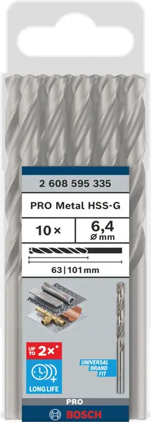 PRO Metal HSS-G burgija za metal 6,4×63×101 mm, 10 kom 2608595335