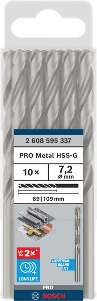 PRO Metal HSS-G burgija za metal 7,2×69×109 mm, 10 kom 2608595337