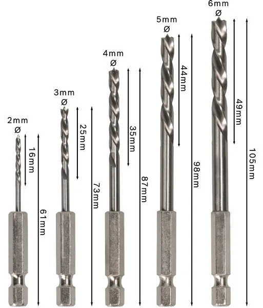 Set PRO Wood HSS spiralnih burgija za drvo 5 kom 2608595525