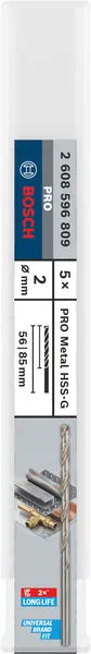PRO Metal HSS-G spiralna burgija velike dužine 2×56×85 mm, 5 kom 2608596809