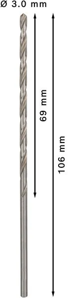 PRO Metal HSS-G spiralna burgija velike dužine, 3,2×69×106 mm, 5 kom. 2608596813
